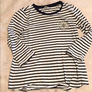 J Crew Striped Tee with Embellishment